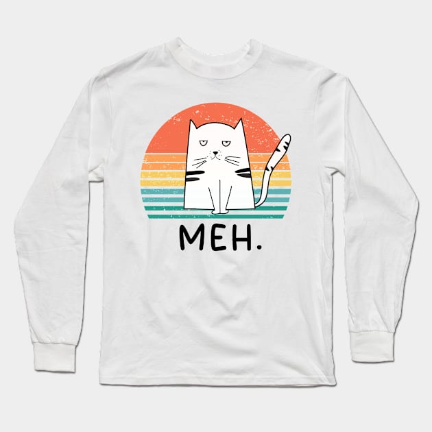 Funny Meh Cat Gift for Cat Lovers Long Sleeve T-Shirt by Ray E Scruggs